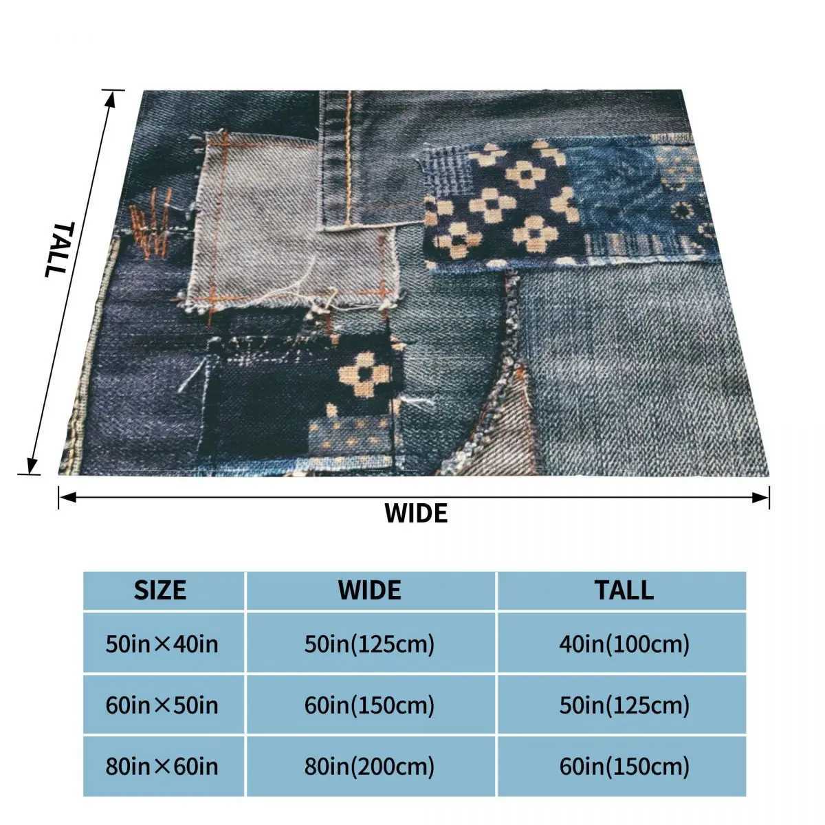 Denim Patchwork Blankets Fleece Winter Multifunction Warm Throw Blankets for Sofa Couch Bedspreads Y240815