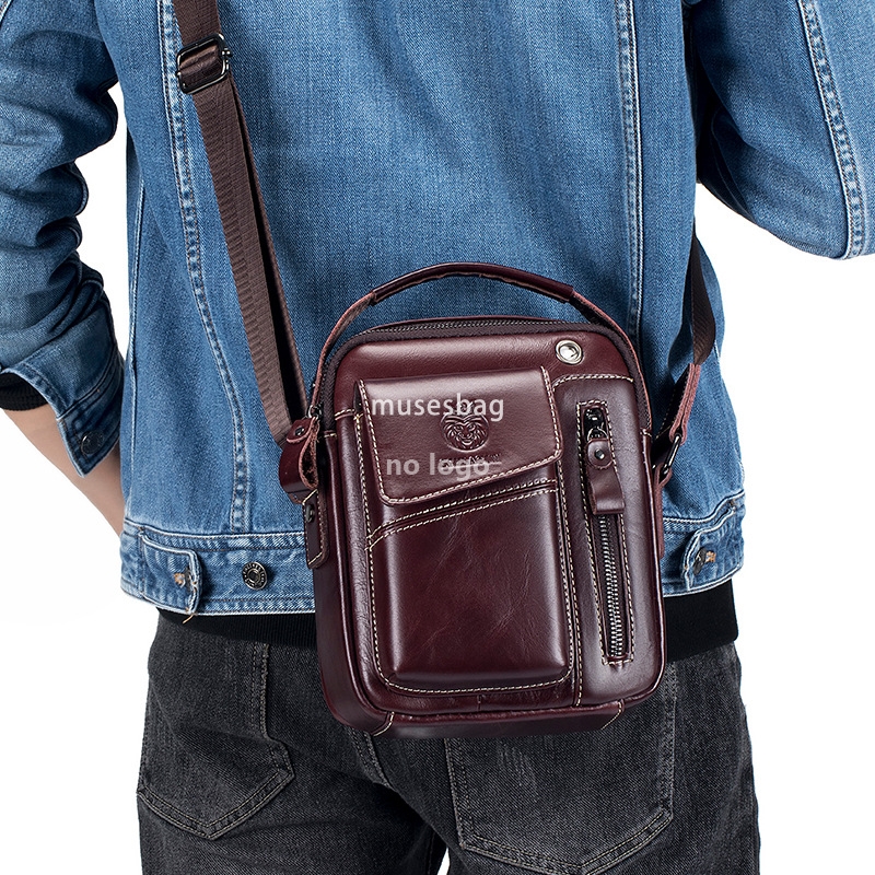 New high quality first layer cowhide new men's single shoulder crossbody bag cross-border Europe and the United States men's retro foreign t