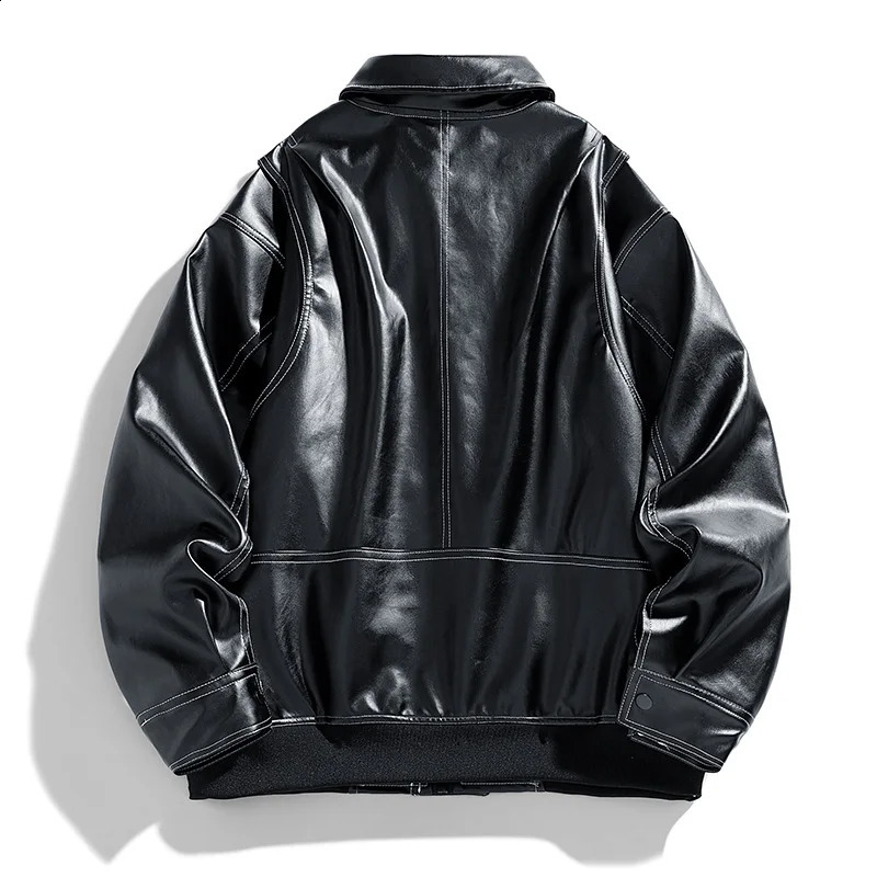 Europe The United States Trend Leather Jacket Spring Autumn Loose Mens Couple Lapel Motorcycle Handsome Coats Y24