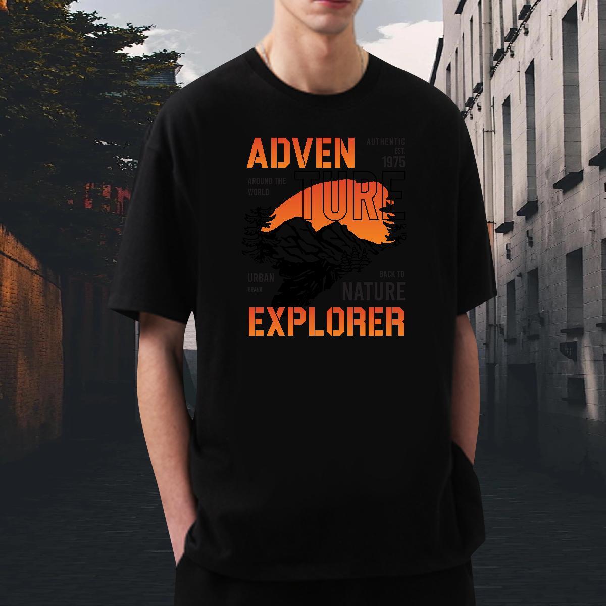 Unisex Men Tops Tees Sport 230g Pure Cotton Anime Round Neck Short Sleeve mountains Men T Shirts New Designer Clothings