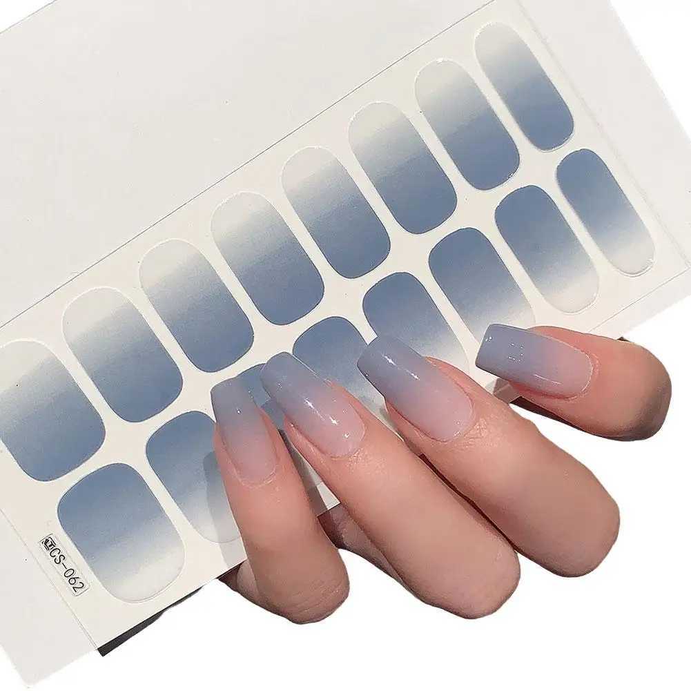 Semi-cured Gel Nail Stickers Solid Color Nail Semi-baked Decals UV Full Lamp Paste Tips Need Nail I4W6XJ240814