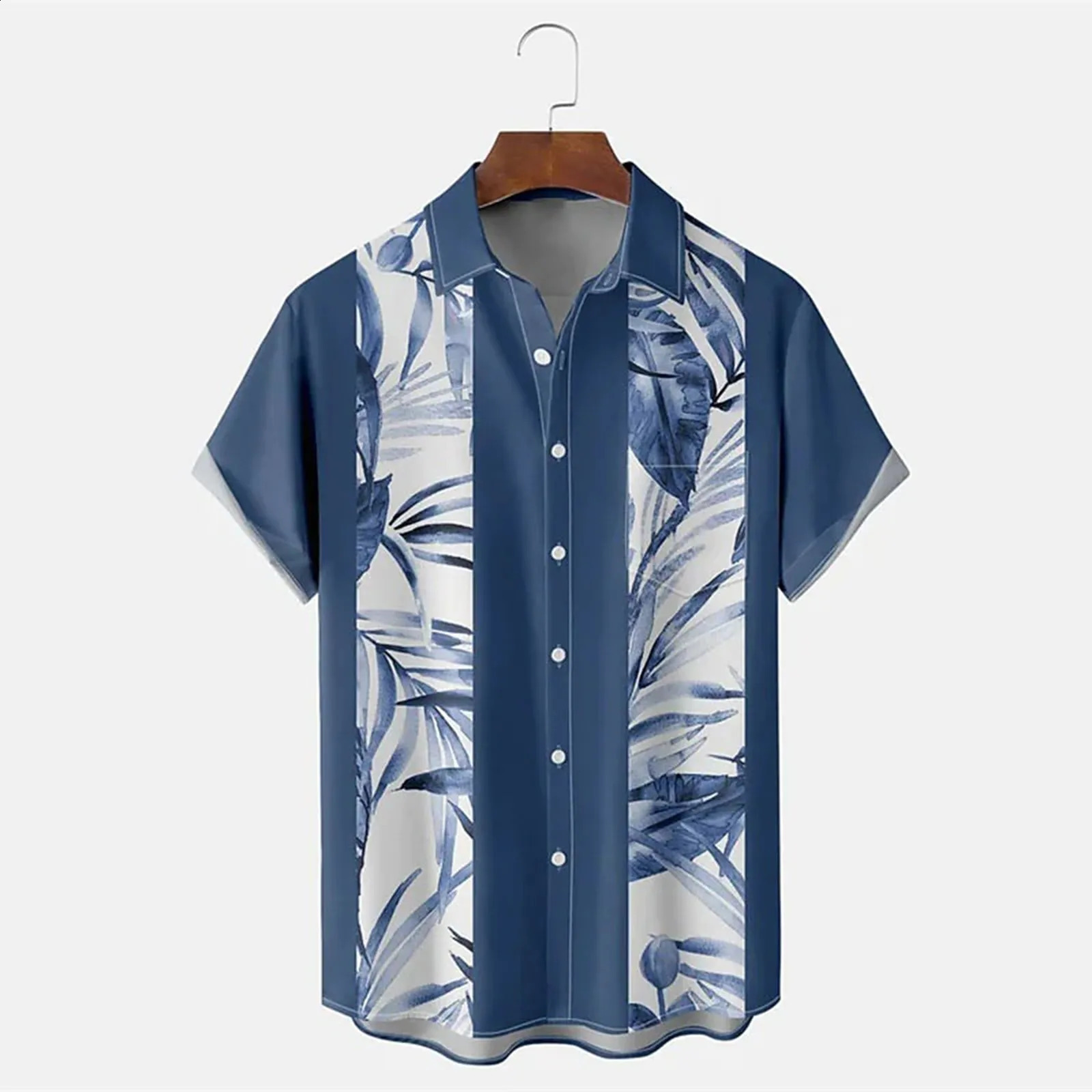 Printed Shirts Mens Summer Blouses Beach Style Relaxed Casual Lazy Shirt Button Short Sleeved Cardigan Lapel Thin Tops 240816
