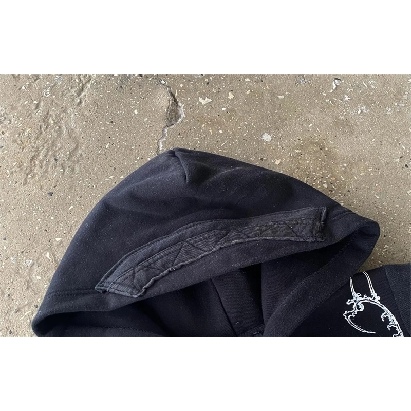 Vintage Zip Up Hoodie Y2K Harajuku Gothic Pattern Patchwork Sweatshirt Men Women Hip Hop Oversize Harajuku Casual Streetwear 240816
