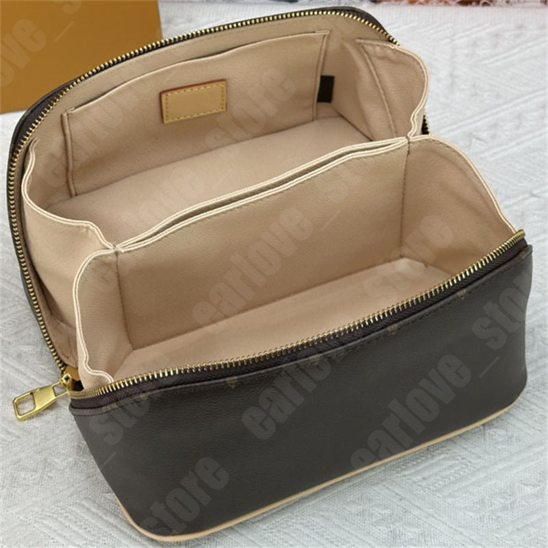 Designer Trousse de Toilette Femme Luxe 2 Compartiments Sac Maquillage Homme Voyage Pochette Cosmétique Cuir Motif Fleur Pochette Lavage Pack Toi
