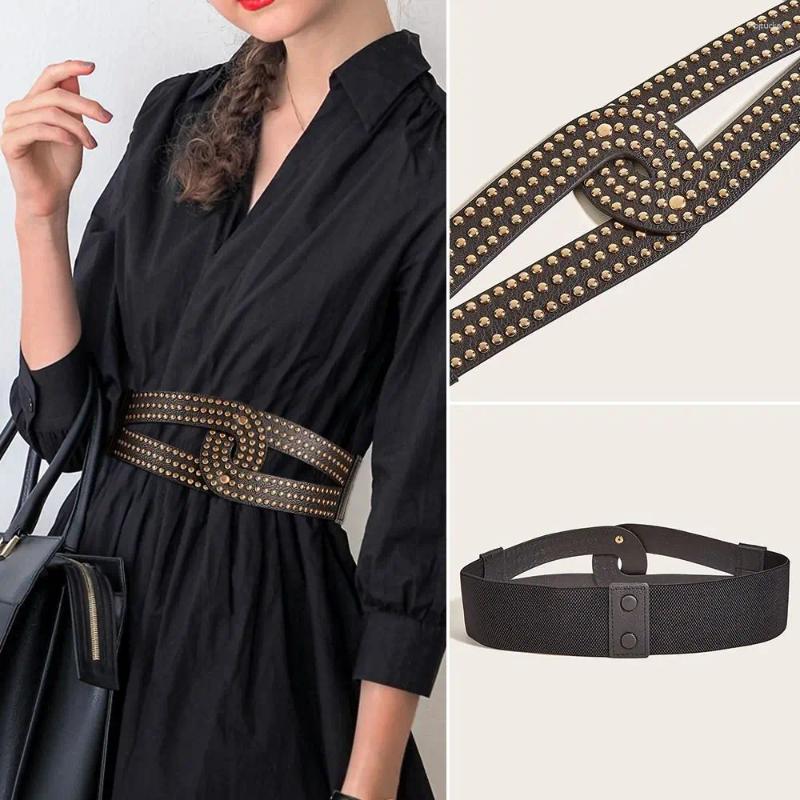 Belts Fashion Elastic Leisure Dress Jeans Leather Waistband Rivet Corset Band Luxury Wide Stretch Cummerbunds