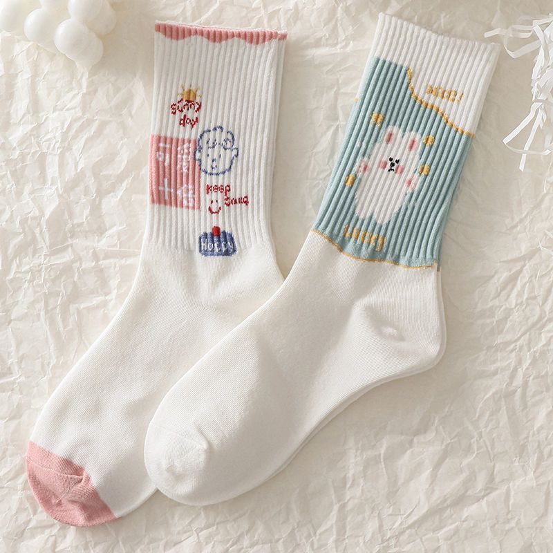 Children's Mid-Calf Cotton Socks - Street Style Long Tube Autumn Winter Footwear