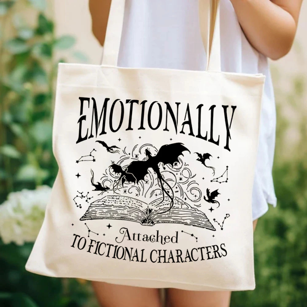 sy Fourth Wing Tote Bags Emotionally Attached New To Fictional Ladies Shopping HandBag Vintage Dragon Rider Book Lover Bag 240816