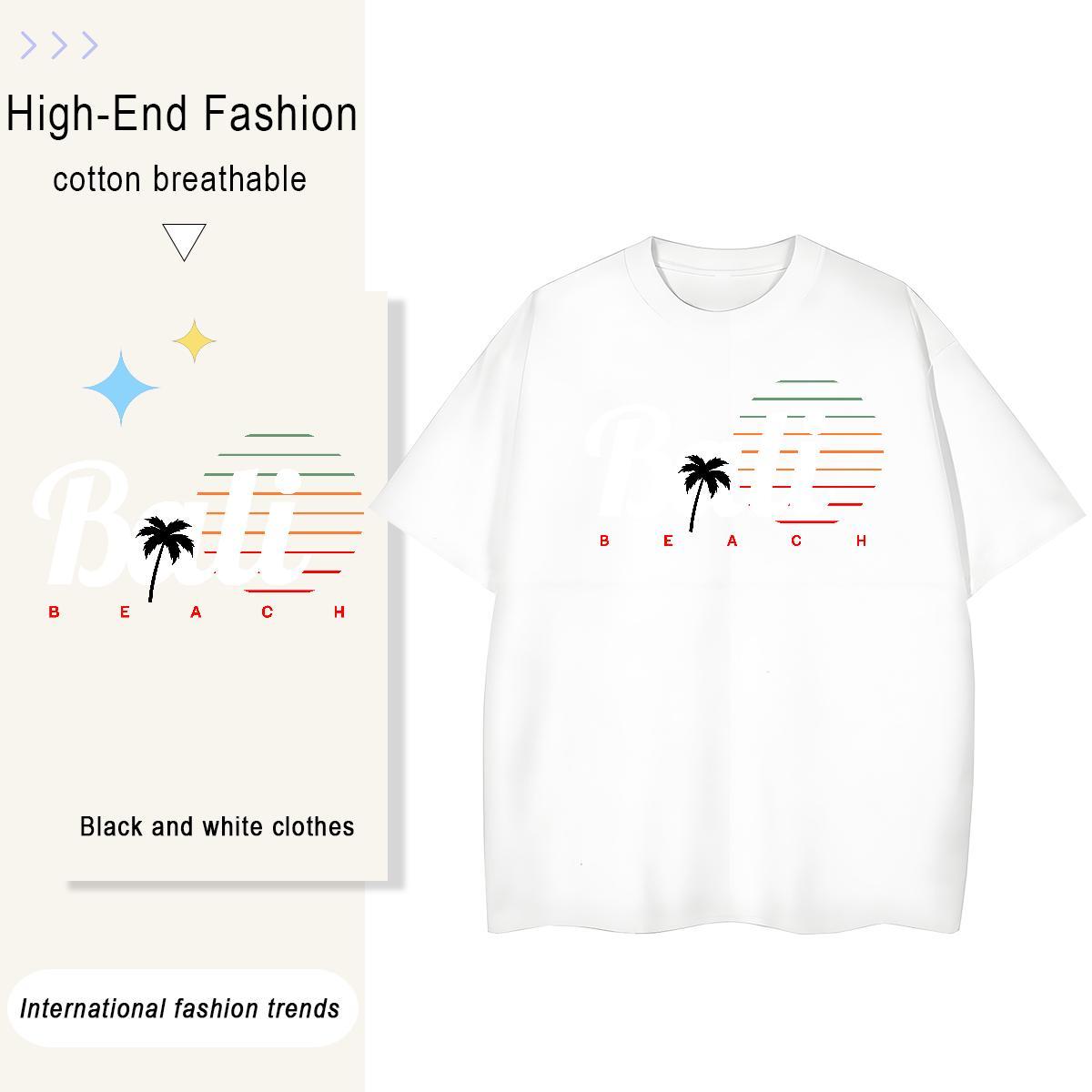 Nice Womens Tshirts 100% Cotton 230g letter Casual Sport T-Shirts Crew Neck Breathable Plus Size Cartoon Clothes Shirt