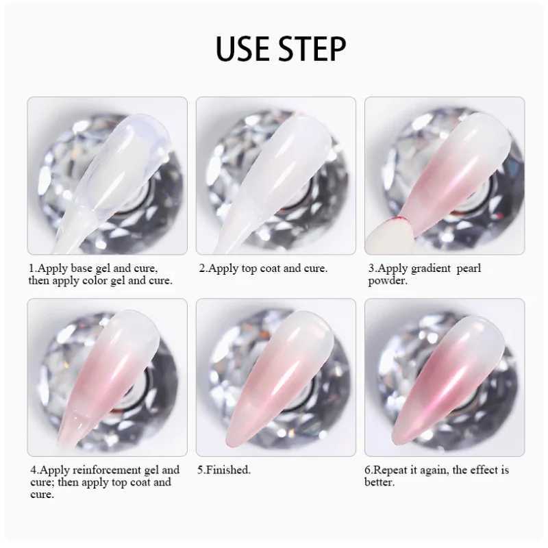 Cherry Pink Chrome Pearl Nail Powder Gradient Mirror Effect Nail Art Glitter Auroras Rubbing Dust Nail Art Manicure DecorXJ240815