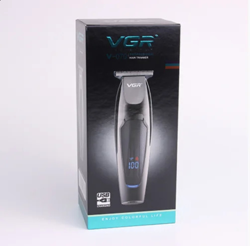 VGR Hair Trimmers Clipper for Men Barber LCD Display Stainless Steel Blade 120 Minutes of Use Time Cutting Machine 240813
