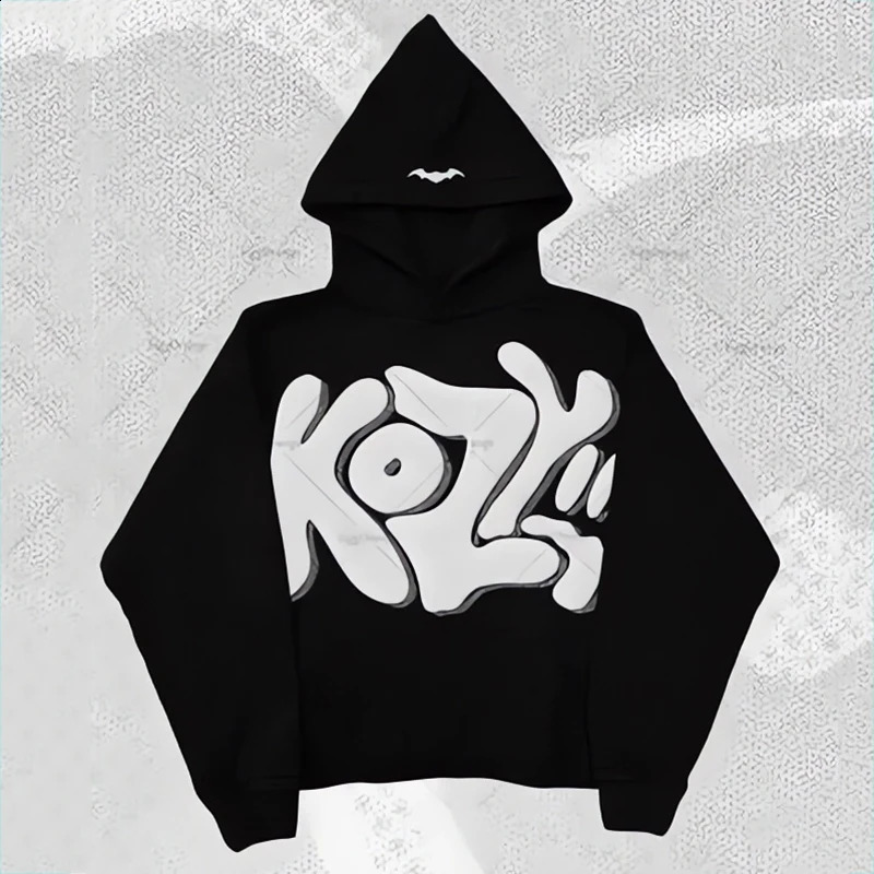 Women Graphic Foaming Printed Hoodies Gothic Long Sleeve Loose Sweatshirts Men Autumn Winter Y2k Punk Hooded Pullovers 240814