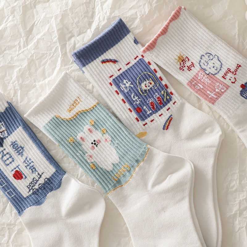 Children's Mid-Calf Cotton Socks - Street Style Long Tube Autumn Winter Footwear