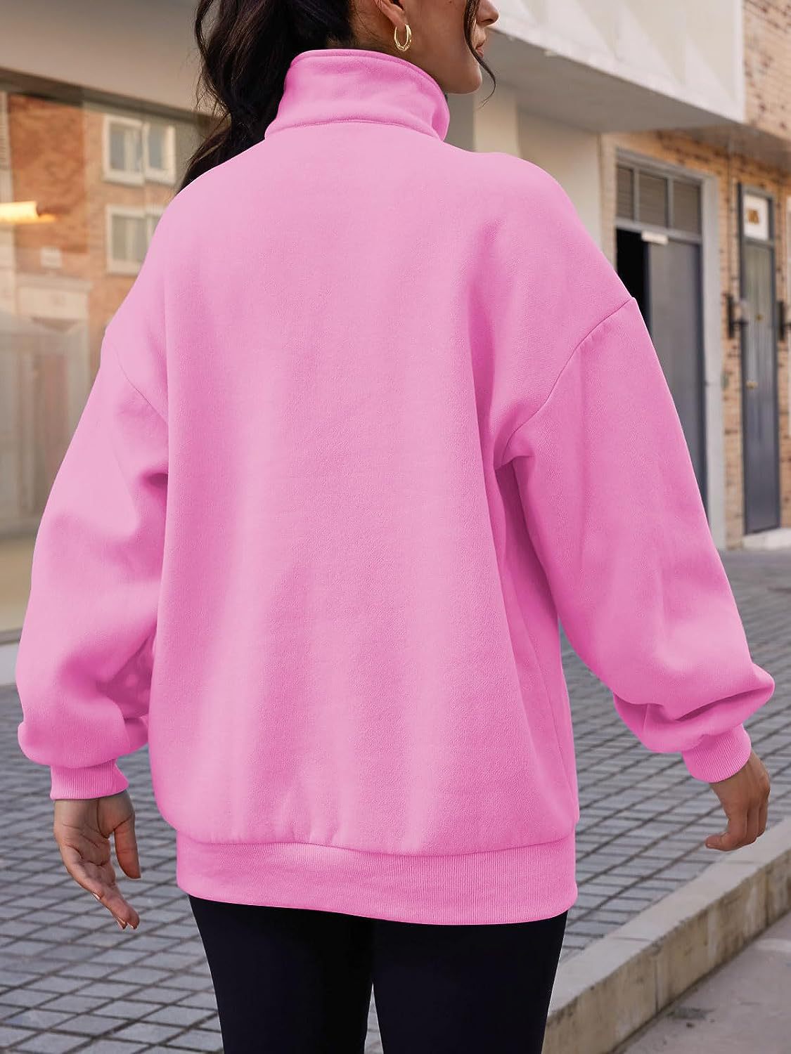 Stand Collar Casual Sweatshirts Half Zip Women Cropped Pullover Thumb Hole Overzised Hoodie Solid Color Plus Size Casual Sweater
