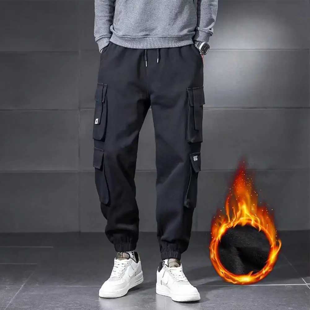 Cargo Pants Men Hip Hop Harem Pants Harajuku Jogger Sweatpant Fleece Lined Cargo Pants Trousers Male Pants pantalones hombreM240815