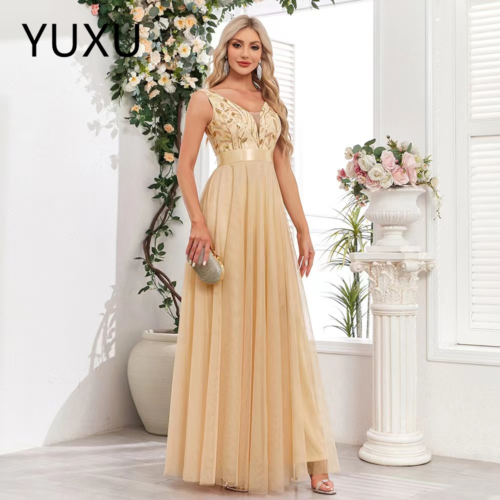 2024 Prom Dresses sexy v Neck Long tulle party gown a line floor length Beaded Lace Evening Gowns Formal Gown Illusion Sweep Train Birthday Dress Enga
