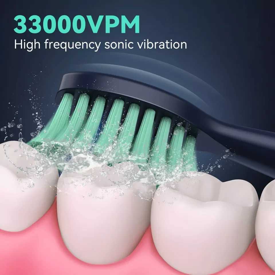 SEJOY Sonic Electric Toothbrush Teeth Whitening Vibration 5 Modes 8 Replacement Brush Heads USB RechargeableM240816