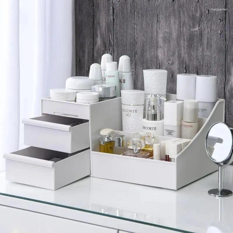 Storage Boxes Makeup Desk Cosmetic Box Organizer With Drawers For Dressing Table Countertop Bathroom Counter Elegant Vanity Holder