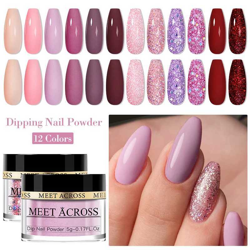 MEET ACROSS 5g/10g Glitter Dipping Nail Powder Nude Pink Nail Glitter Powder Dip Manicure For Nail Art Decoration Natural DryXJ240815