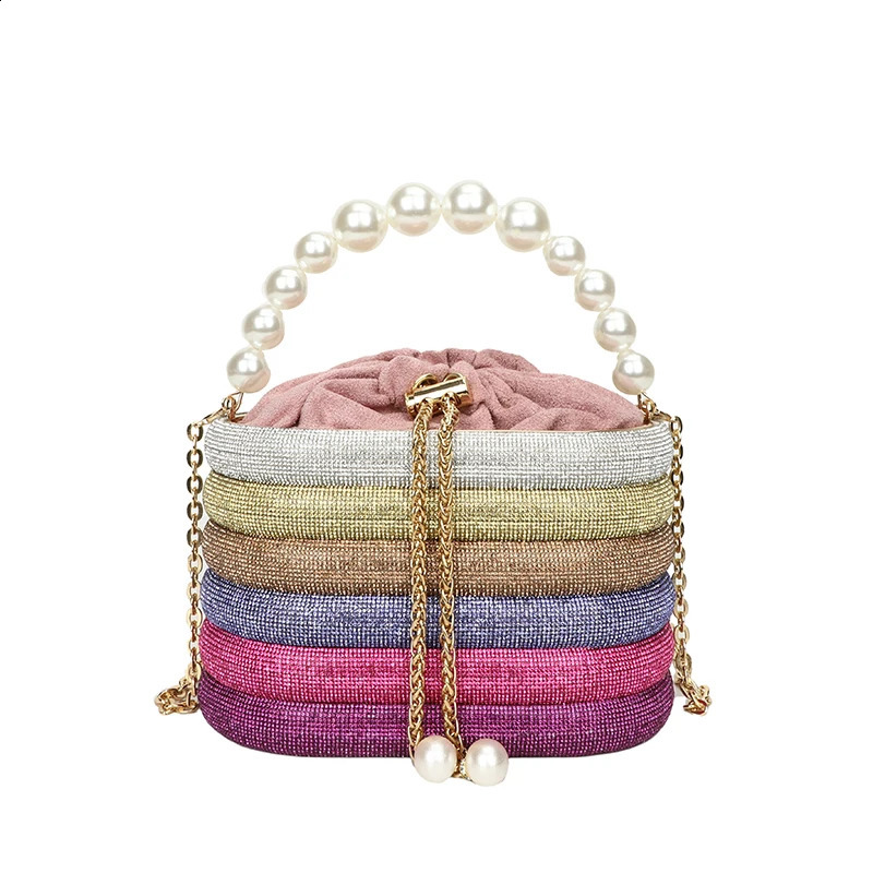 2024 Handbags Pearl Beads Chain Crossbody Bag Dinner Party Clutch Evening Purses For Women 240815Z