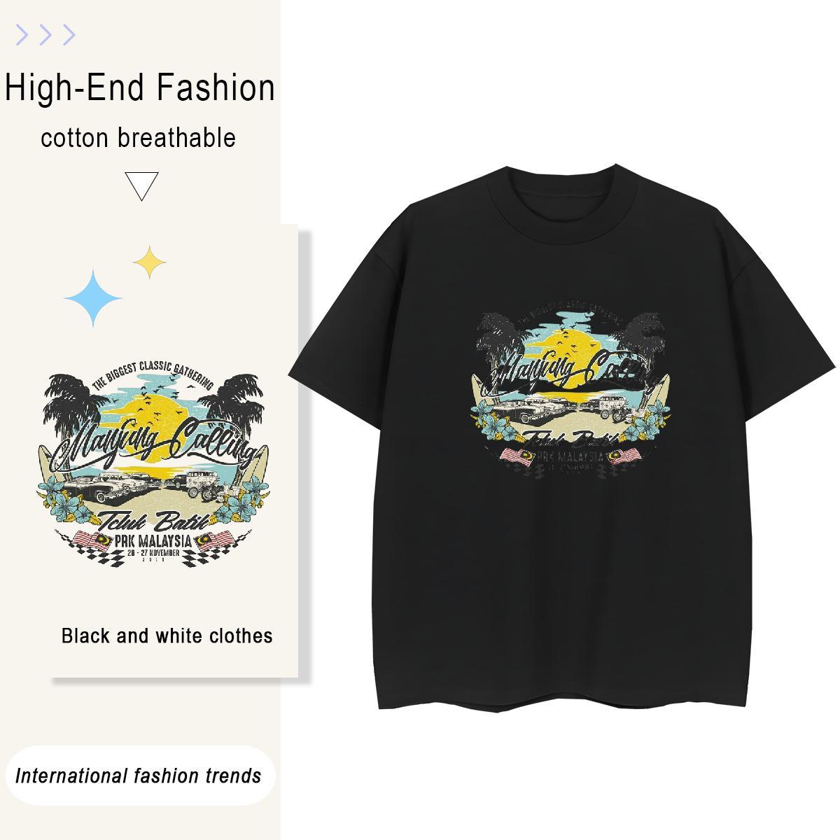 Brand Woman T Shirts 230g Pure Cotton Short sleeve Soft Hip Hop car Women Tees Unisex Cartoon Print Clothes