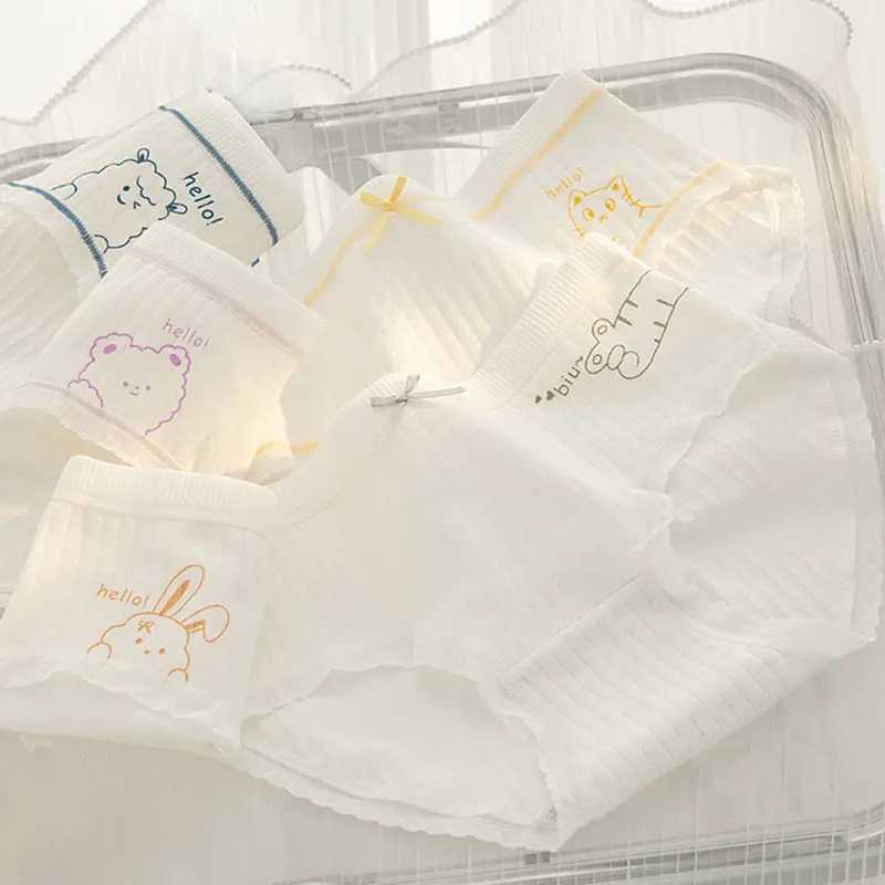5 pieces of cotton antibacterial underwear for teenagers and girls childrens printed underwear 8y childrens underwear baby thin breathable knitted und
