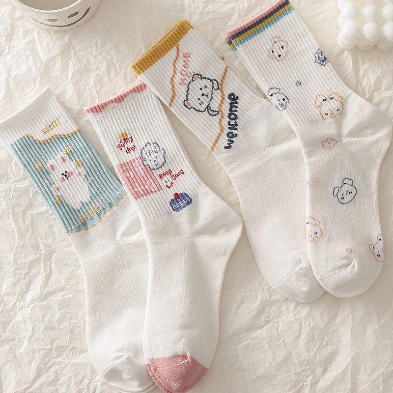 Children's Mid-Calf Cotton Socks - Street Style Long Tube Autumn Winter Footwear