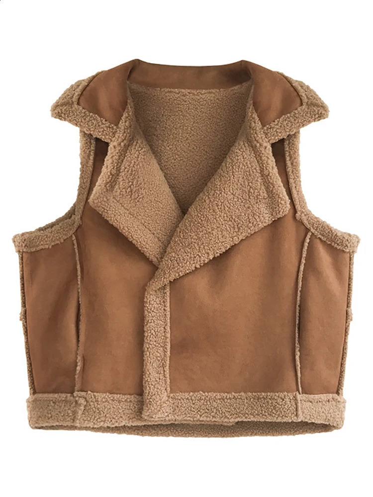 BZ Womens Coat 2024 Autumn Winter Wool Vest Clothing Vintage Versatile Sleeveless Leather Plush Jacket Female 25X2341 240815