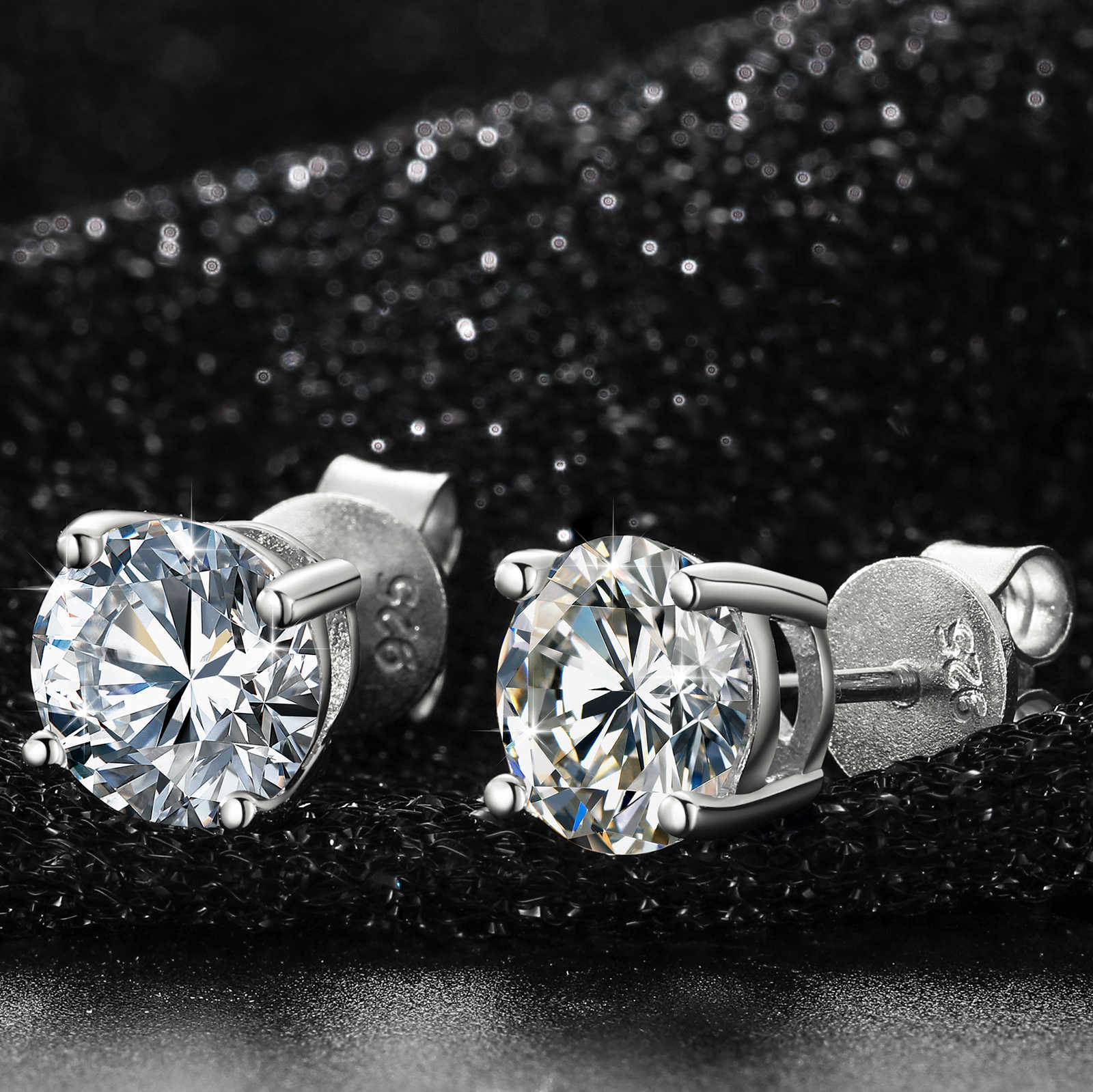 TOP Gold Plated Sterg Sier VVS Moissanite Mosan Dia Women Mossanite Stud Earrings Men Jewelry gift