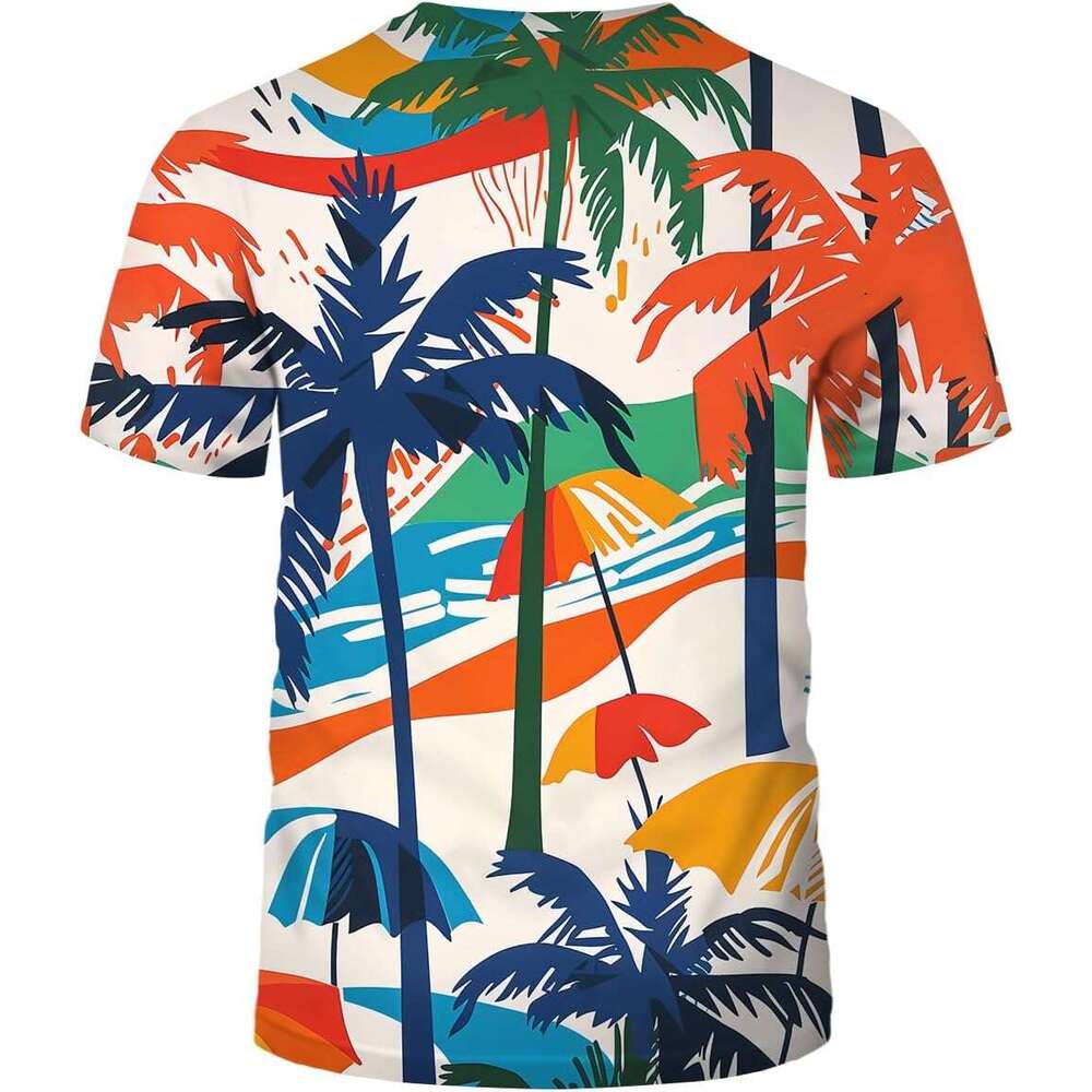 Mens T shirt Hawaii Beach Vacation Shirt for Women Men Colorful Coconut Trees Graphic T-Shirt Tees shirts tshirt graphic tee Casual tops summer clothe