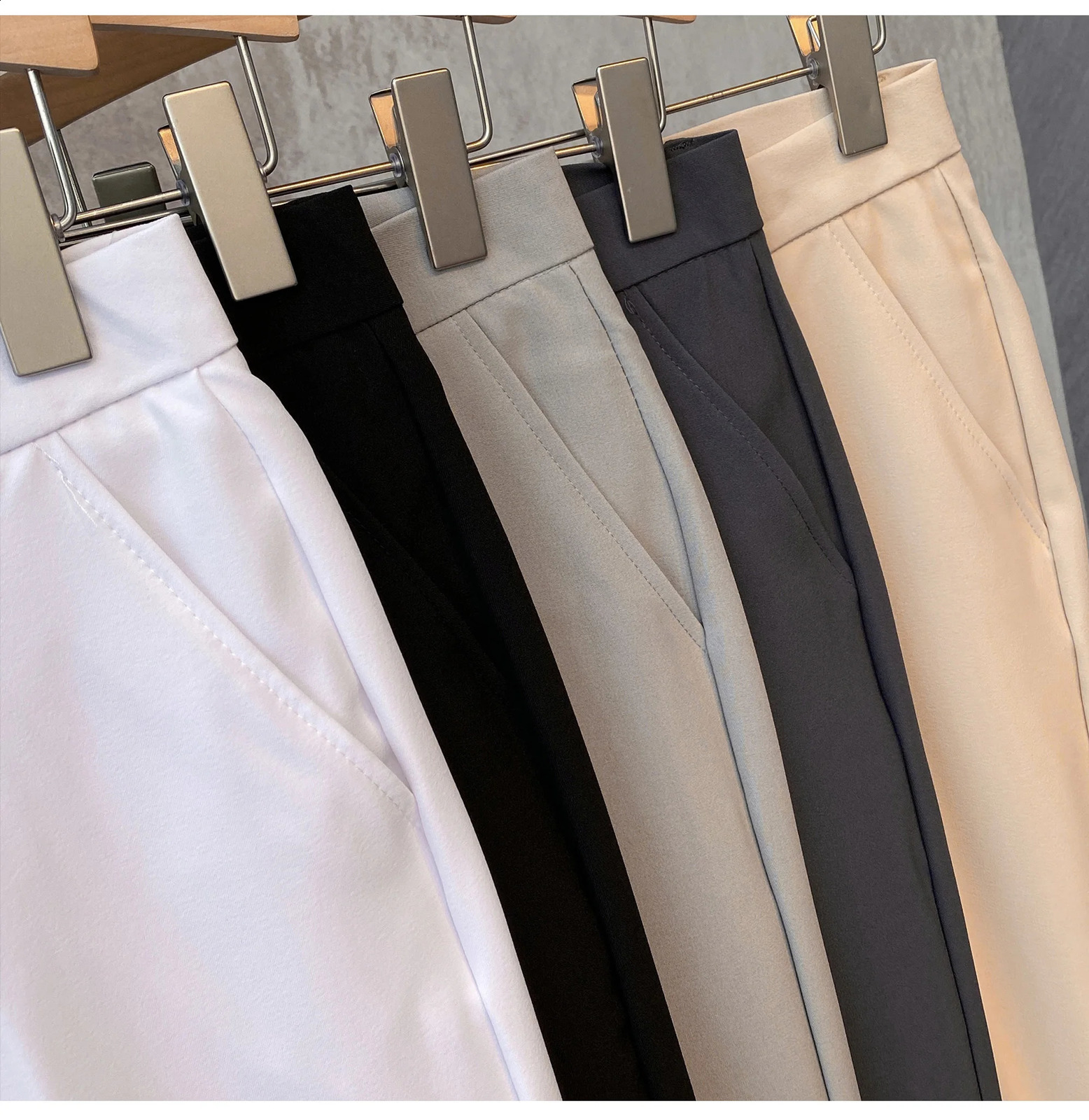 Mens pants for spring and summer mens pants for business offices elastic wrinkles large-sized classic mens clothing B16 240815