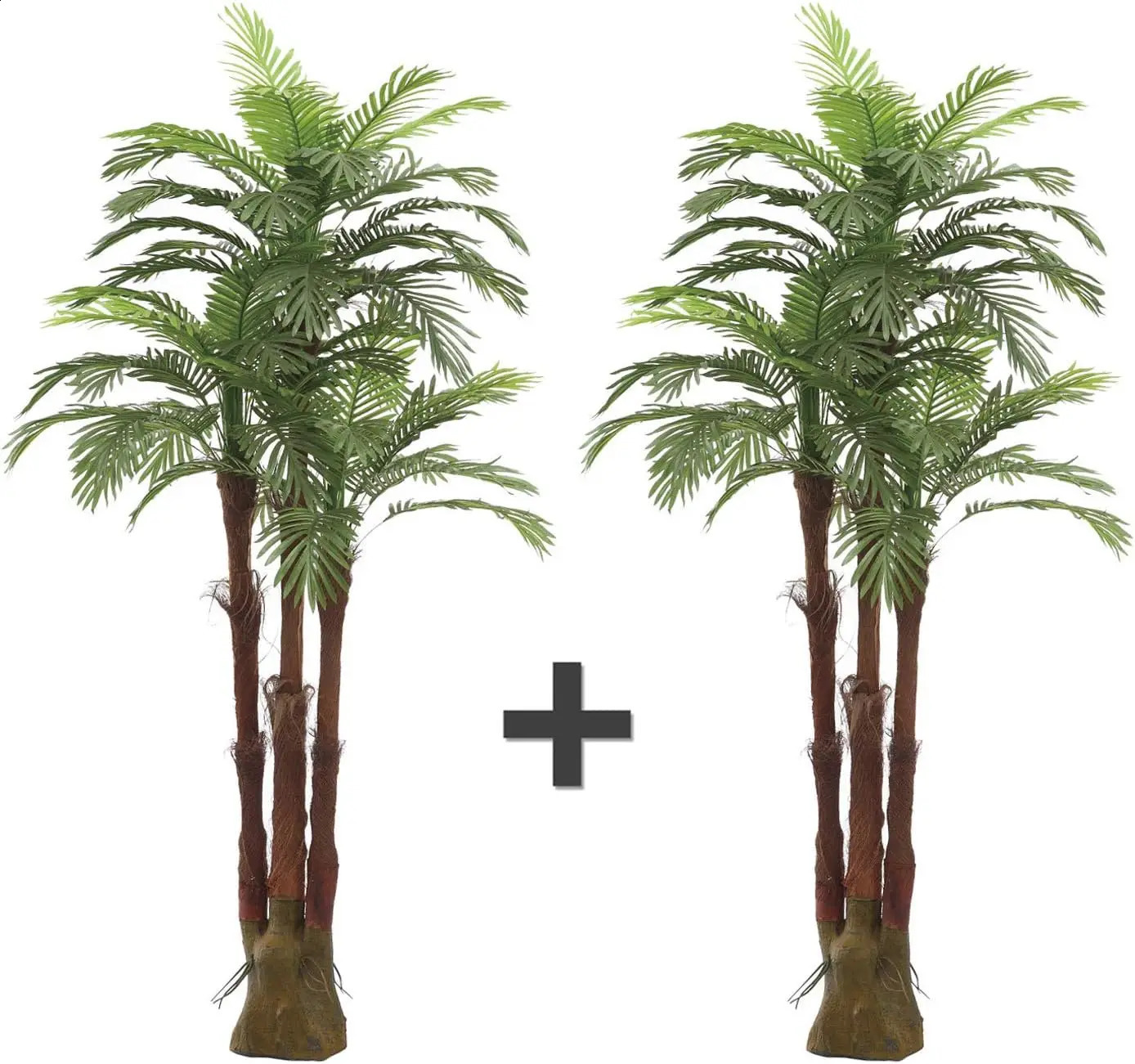 AMERIQUE Pair Gorgeous 6 Feet Triple Tropical Palm Artificial Plant Tree with Standable Trunk Real Touch Technology 240815