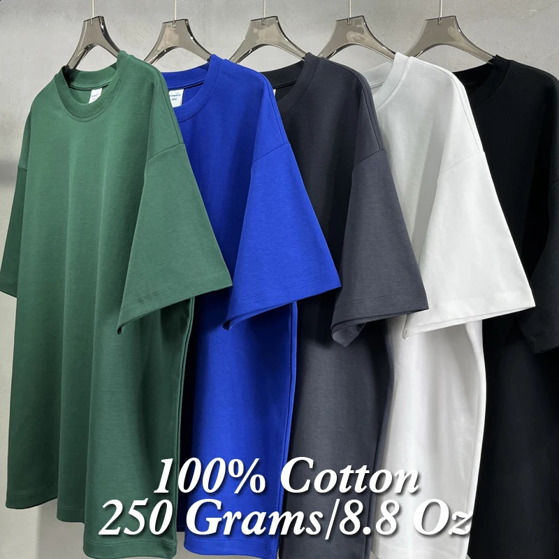 100 Heavy Weight Cotton T shirt For Men WomenShort Sleeve Plain TopsSolid Oversized Tee ShirtsQuality Clothing 88oz 250gsm y240827