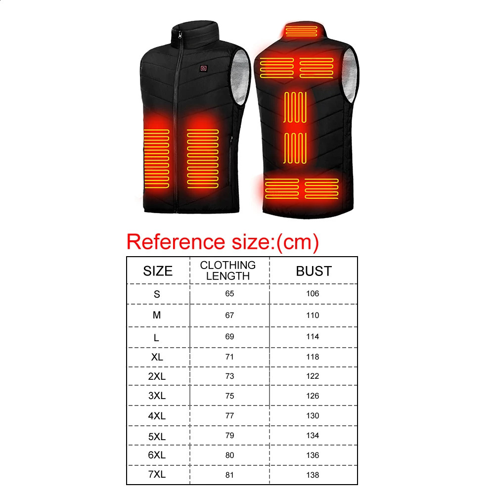 9 Heated Vest Zones Electric Heated Jackets Men Women Sportswear Heated Coat Graphene Heat Coat USB Heating Jacket For Camping 240829