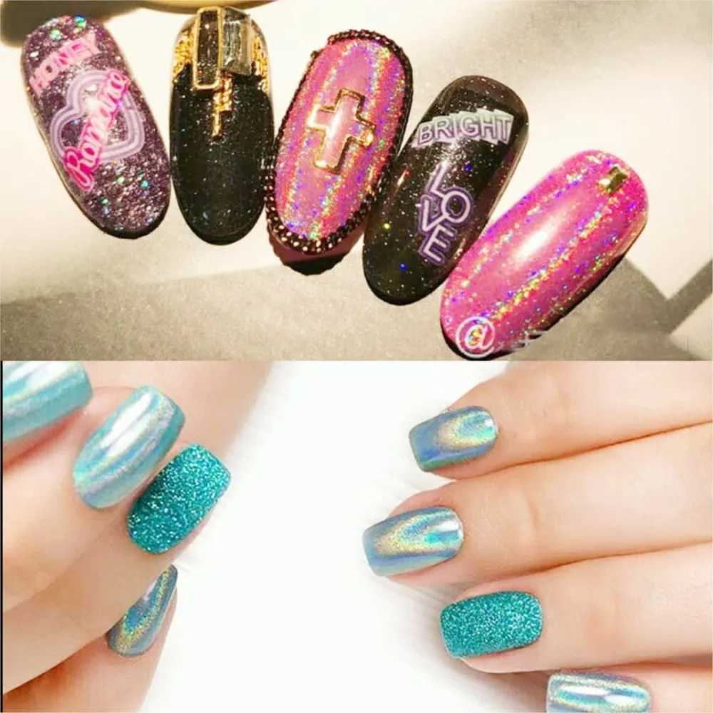 1Jar Laser Silver Nail Glitter Sequins - Iridescent Flakes Sparkling Laser Powder Holographic Glitter Flakes Manicure DecorationXJ240815