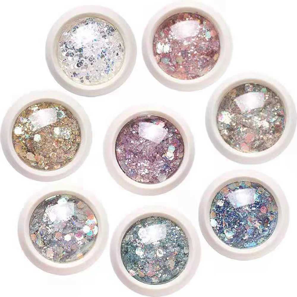 Multi-Box Holographic Nail Glitter Set Gold Bottle DIY Flake FOR Nail Art Dust Hexagon Glitter Powder Mermaid Sequins For Nail #XJ240815