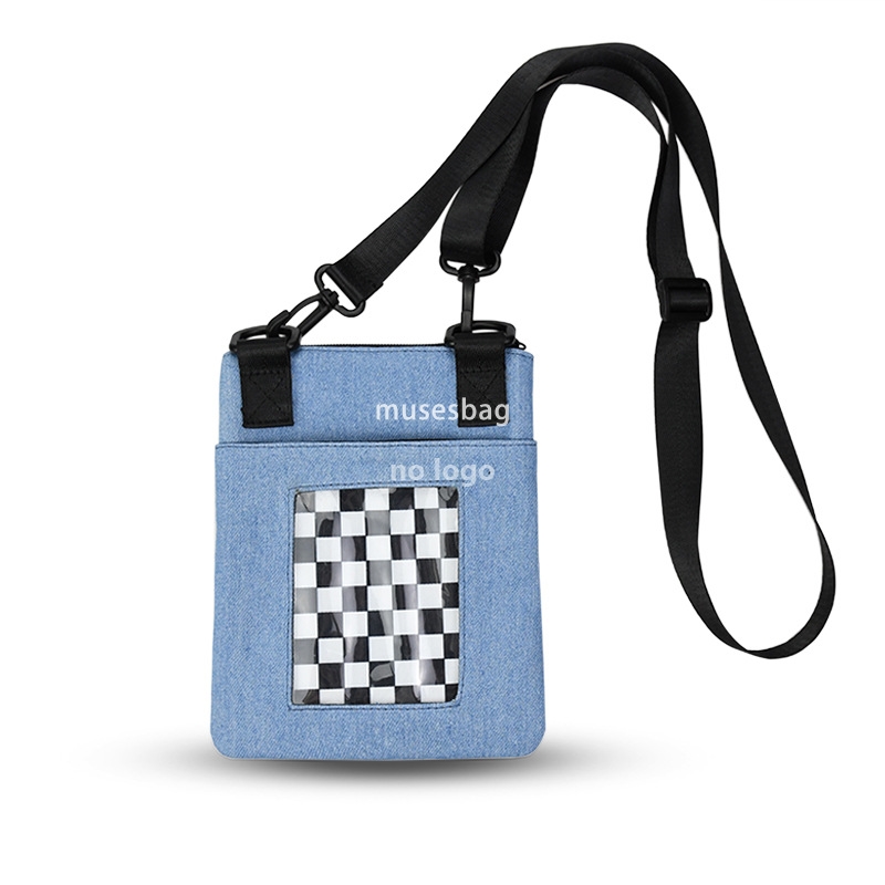 The new black and white checkerboard mobile phone bag simple and versatile lightweight crossbody bag single shoulder classic black storage small squar