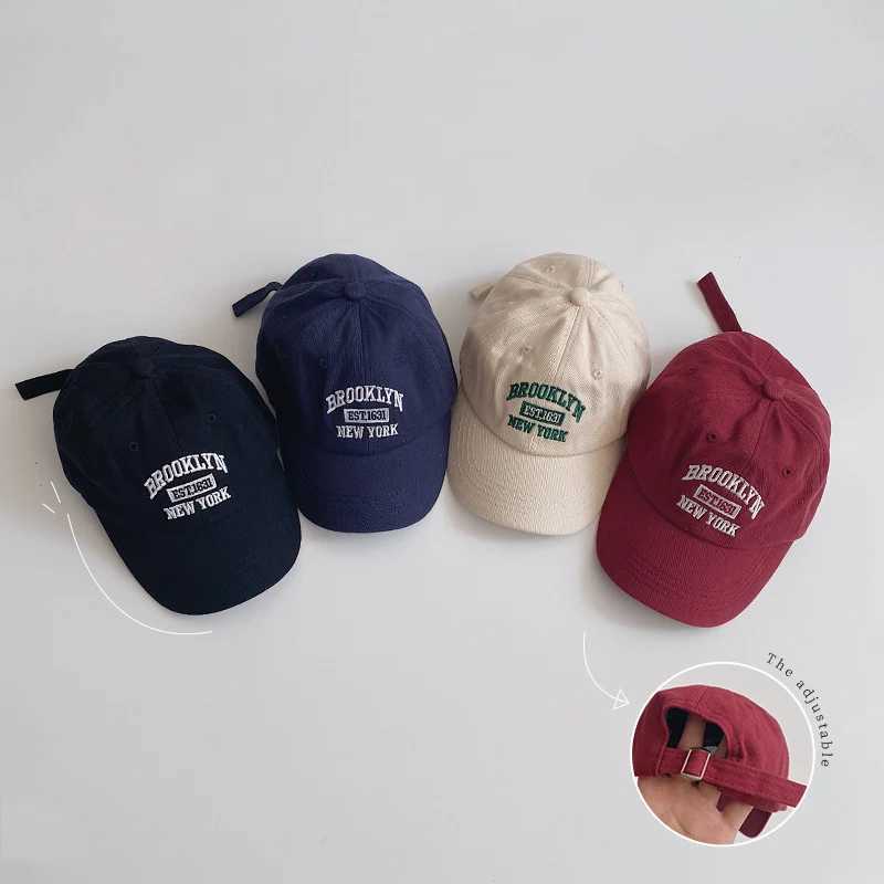 Letter Embroidery Baby Baseball Cap Solid Color Adjustable Toddler Boys Girls Snapback Hat Casual Kids Cotton Duck Tongue Caps LX241018