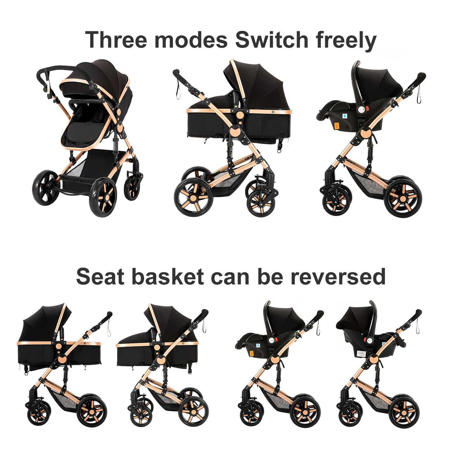 Compact Baby Stroller 4 in 1 with ISOFIX Baby Travel System Multifunctional Baby Pram for Toddlers Buggy Travel Pram Baby ItemsXJ250623