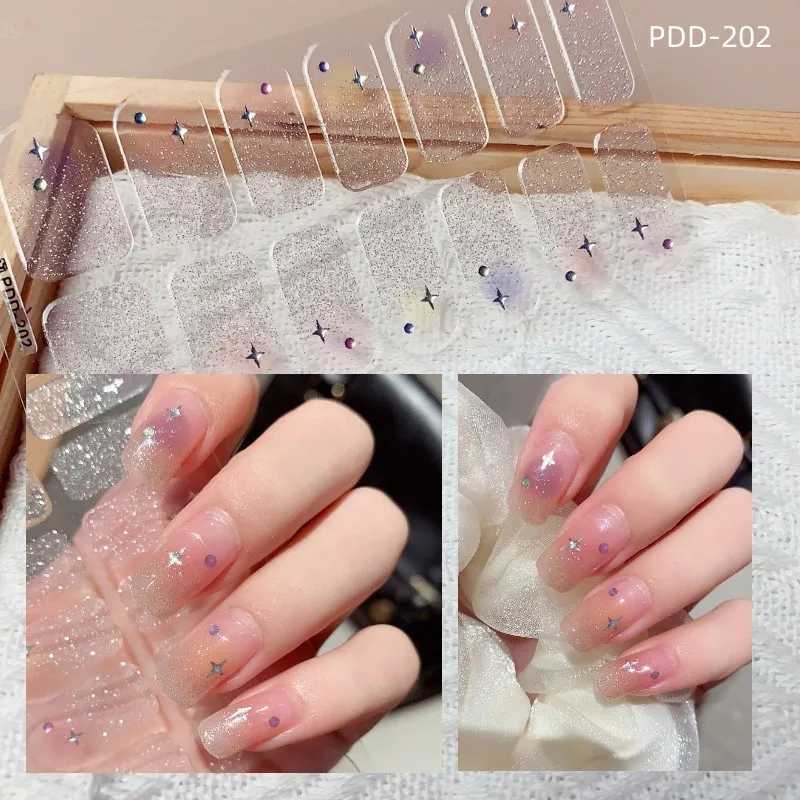 14Tips Water Droplets Nail Stickers Star Adhesive Full Cover Stickers Art Gel Nail Wraps Nude Color DIY Manicure Arts DecalsXJ250120
