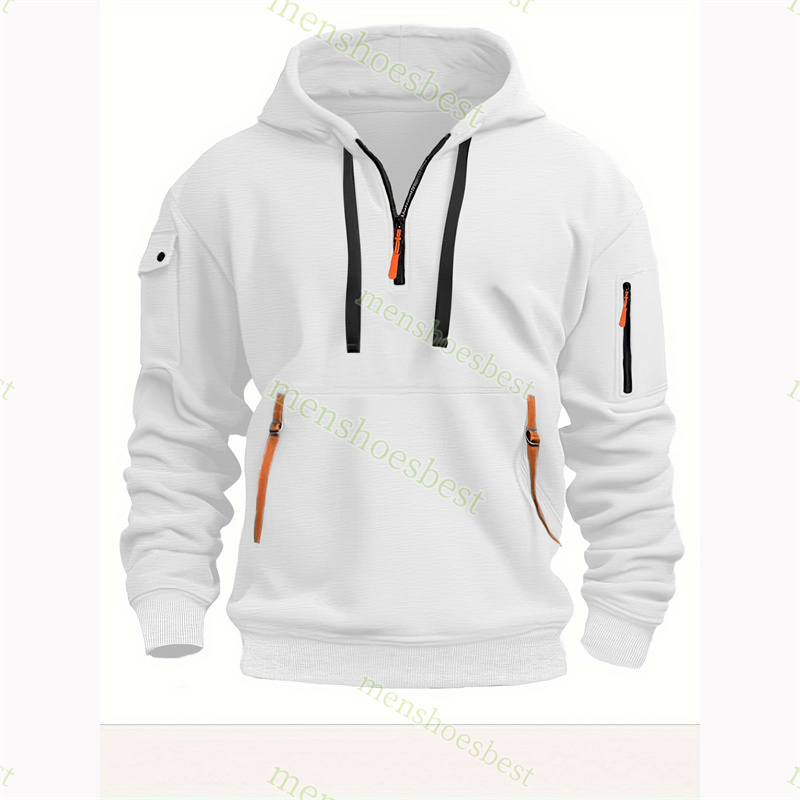 Mens Half Zip Hoodie Polo Sweater Fleece Shirts High Neck Warm Pullover Slim Knit Knitting Hoody Hooded Sweatshirt Jumpers Asian Size S-5XL