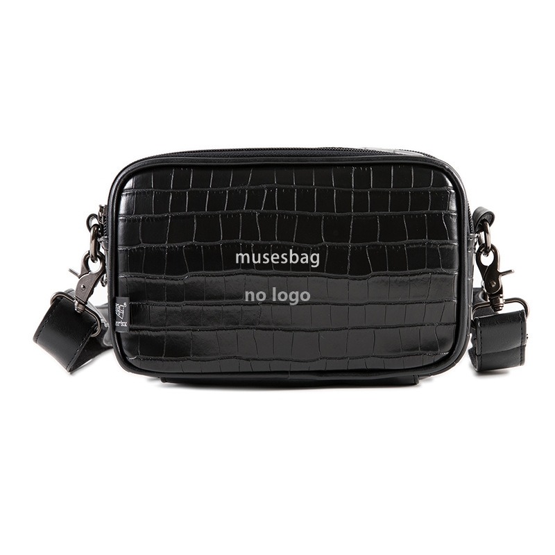 Fashion brand soft leather shoulder bag crocodile print Europe and the United States casual small body bag men's personality summer mobile phone 