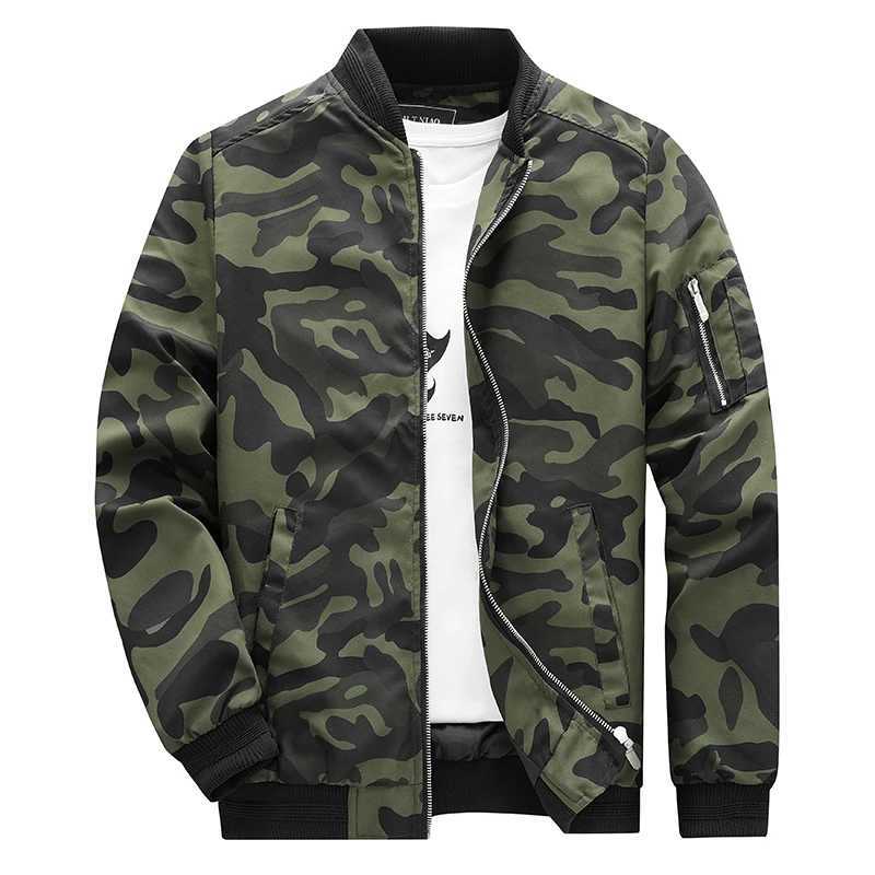 New camouflage bomber jacket mens autumn retro pilot windproof base jacket camping wear-resistant work jacketW240711