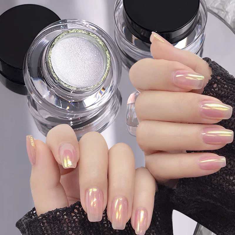 BORN PRETTY Moonlight Mirror Nails Powder Pearl White Nails Glitter Aurora Shining Pigment Chrome Dust Nail Art DecorationXJ240815