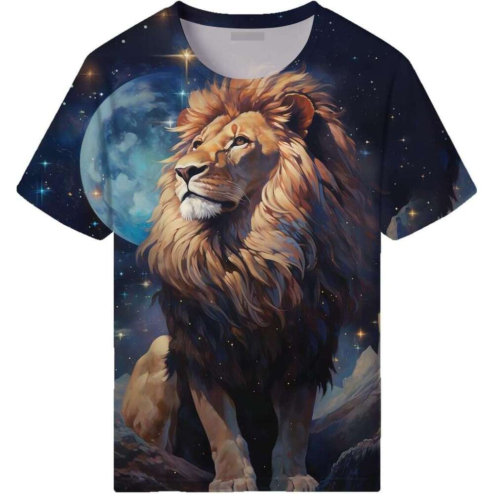 Fashion Mens T shirt fantasy Starry Sky Lion King Graphic T-Shirts Tee The Milky Way Animal Men's Shirt shirts tshirt graphic tee Casual tops clot
