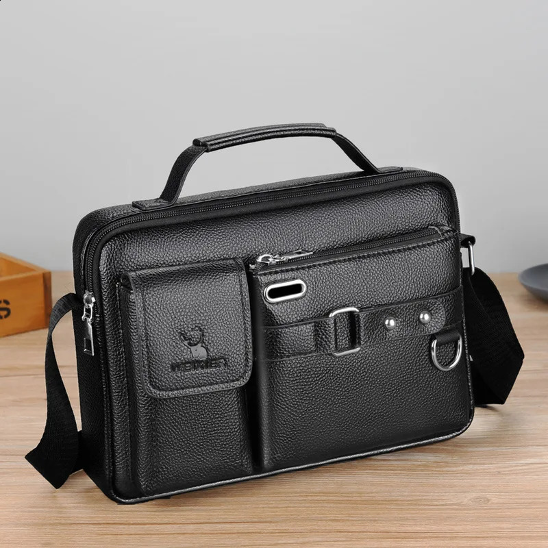 Men Briefcase Bag High Quality Business PU Leather Shoulder Messenger Bags Office Handbag 14 inch Laptop bag 240816CJ
