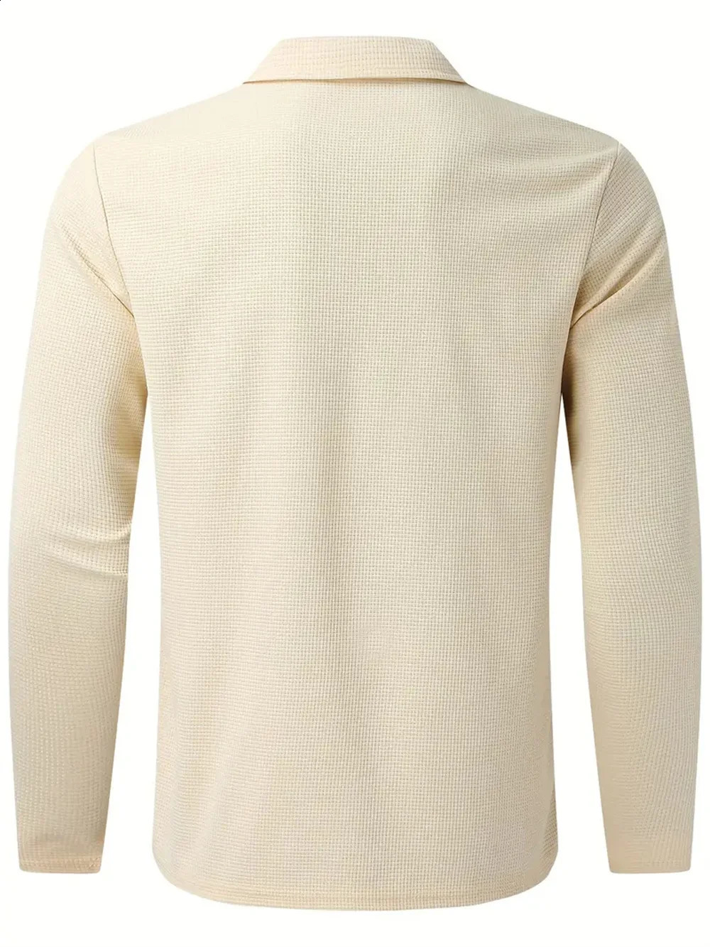 Mens casual business waffle fabric short sleeved zipper polo top and brushed waffle pants set clothes top and T-shirt 240827