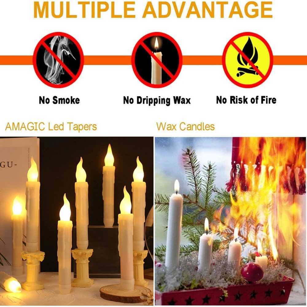 LED Flameless Taper Candles 6.5/11 Battery Operated Fake Flickering Candlesticks Electric Long Candles for Wedding Home Decor Y240815
