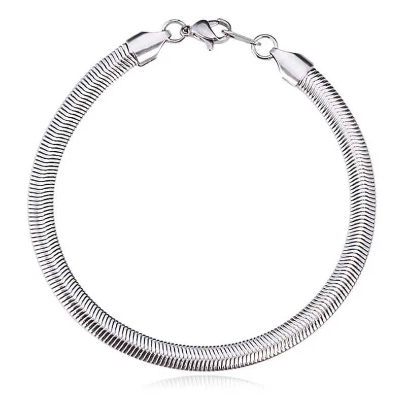 Ball Caps Lockets Gold/Silver Plated Flat Snake Chain Bracelet Suitable for Men Women Jewelry Fashion Birthday Gifts QC24 Q240815