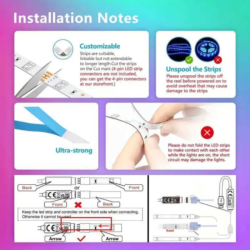 LED Lights Bluetooth 5050 SMD USB LED Strip Alexa APP Control WIFI RGB Adhesive Luces Led TV Backlight Lamps for Room Decoration CL240815