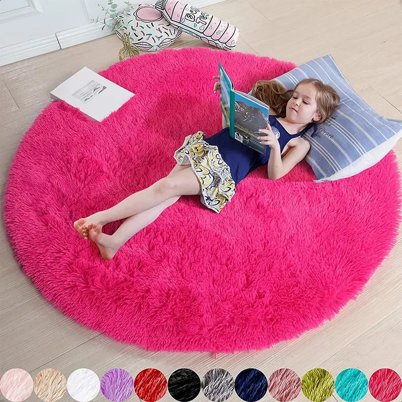 Super Soft Plush Round Rug Mat Fluffy White Carpets For Living Room Home Decor Bedroom Kid Room Decoration Salon Thick Pile Rug 240815